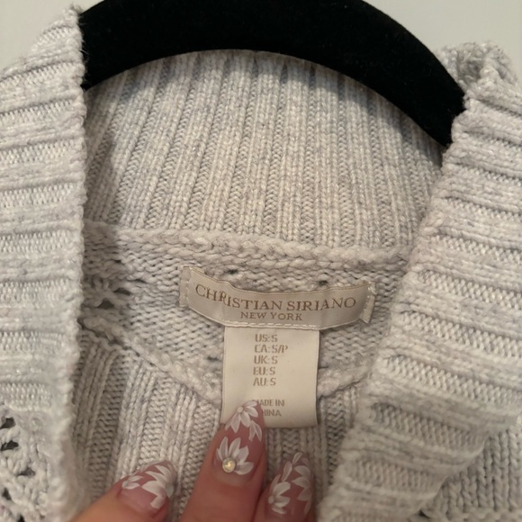 Christian Siriano New York cable knit monochrome grey beige sweater, size US S - Picture 2 of 3
